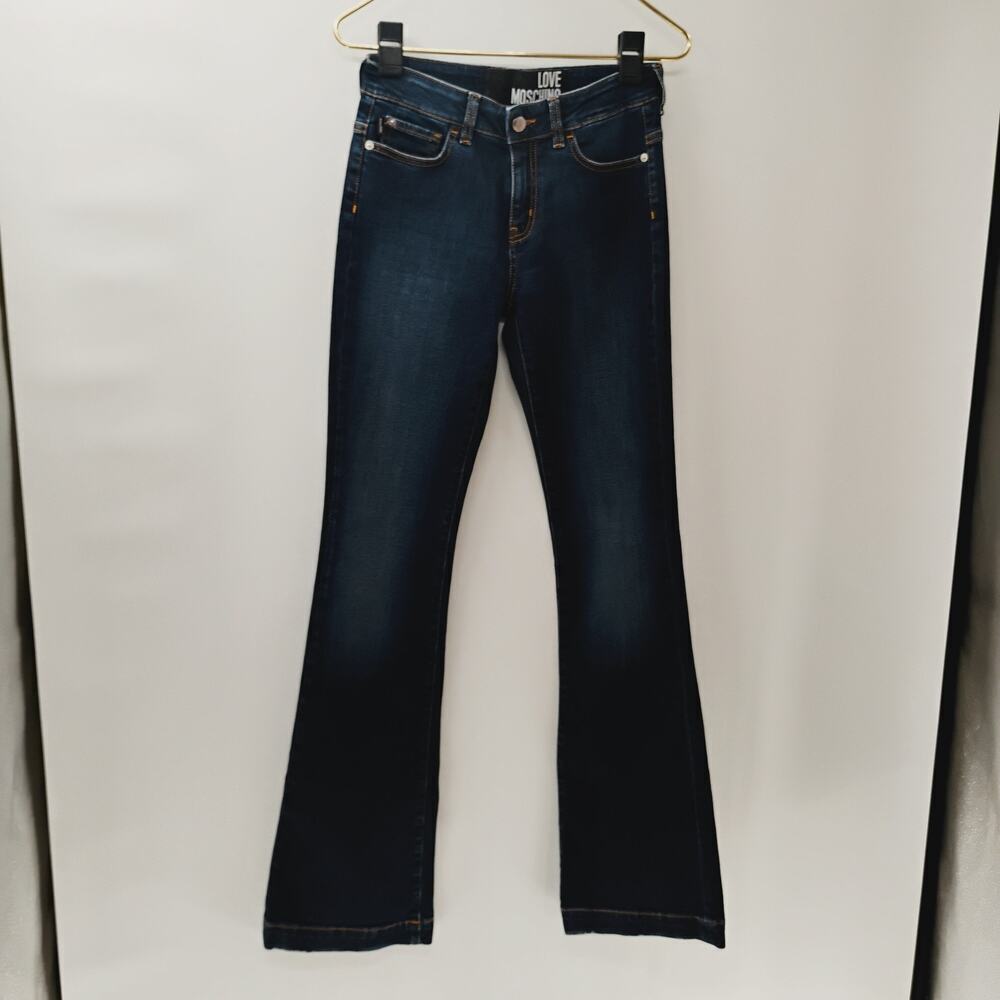 Love Moschino Women's Flare-Leg Jeans Denim‎ Size 26 y2k bedazzled pockets - Picture 8 of 15